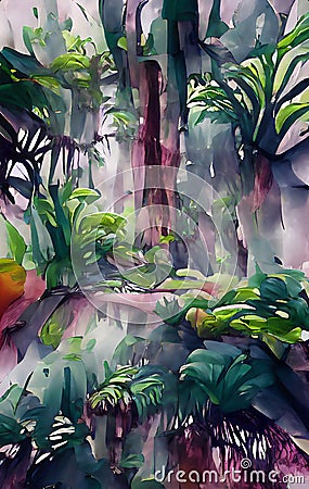 Mystical rainforest - abstract digital art Stock Photo