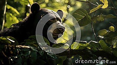 Mystical Rainforest Guardian: The Elusive Sun Bear's Realm Stock Photo