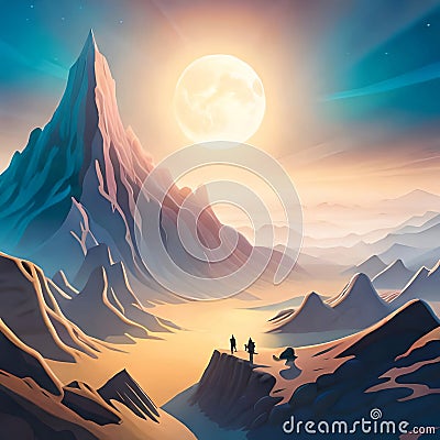 A mystical realm of reverie An otherworldly 3D rendering with abstract proportions . Generative Ai Stock Photo
