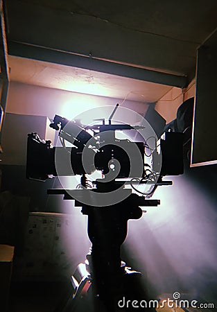 Silhouette of a movie camera Stock Photo