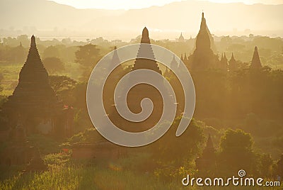 Mystical sunset in Bagan Stock Photo