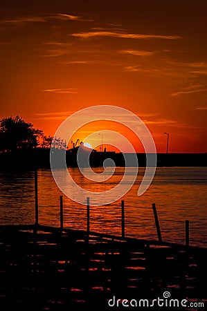 Mystical Sunset Bay Stock Photo