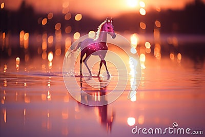 Mystical Unicorn in Soft, Shimmering Peach Fuzz Tones for Enchanting Inspiration Stock Photo