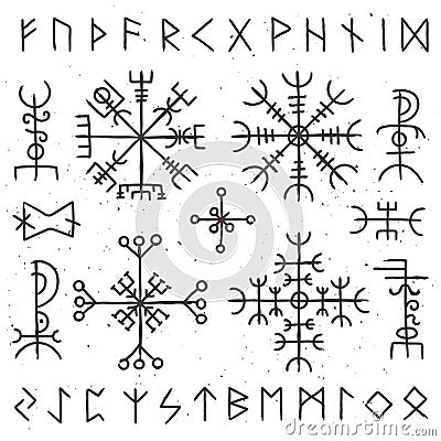 Mystical viking runes. Ancient pagan talisman, norse rune symbol. Mysticism awe vector symbols Vector Illustration