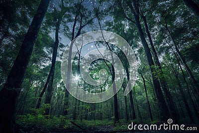 Mystique Moonlit Forest Stock Photo