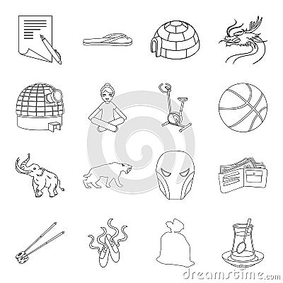 Myth, fitness, food and other web icon in outline style.Education, sport, history icons in set collection. Vector Illustration