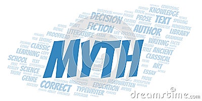 Myth typography word cloud create with the text only Stock Photo