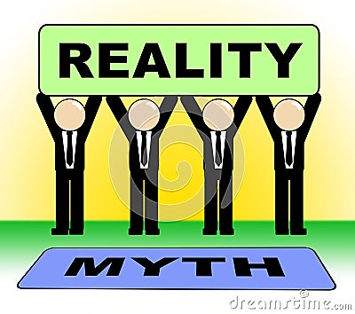 Myth Versus Reality Sign Showing False Mythology Vs Real Life - 3d Illustration Stock Photo