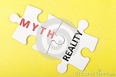 Myth vs reality Stock Photo