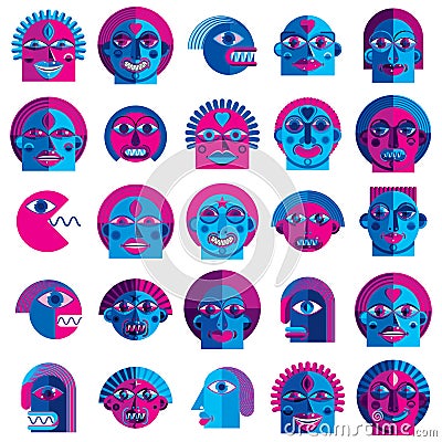 Mythic creatures collection, vector modern art. Set of fantastic Vector Illustration