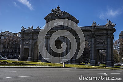 Mythical alcala door in the capital of Spain, Madrid Stock Photo