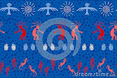 Mythical, design with dancing god music spirit, wild nature, spiral signs. Vector Illustration