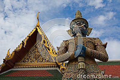 Mythical giant guardian at Wat Phra Kaew Stock Photo