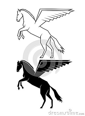 Mythical horse Pegasus on a white background Vector Illustration