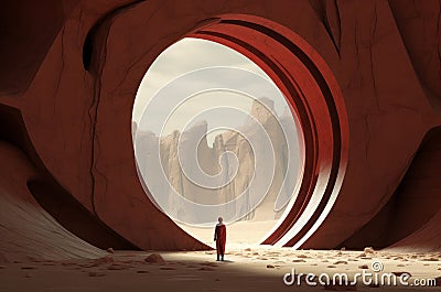 Mythical Man fantasy arch. Generate Ai Stock Photo