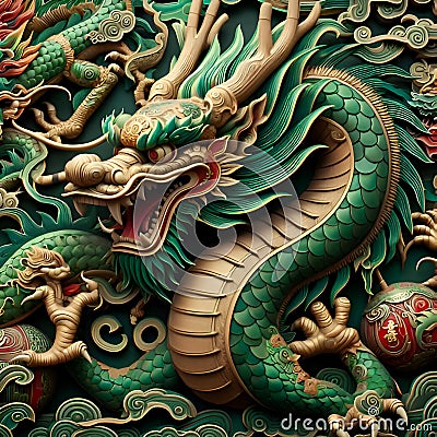 A mythical spirit of chinese green dragon, legendary animal, fantasy Stock Photo