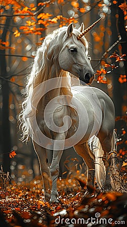 Mythical unicorn forest Stock Photo