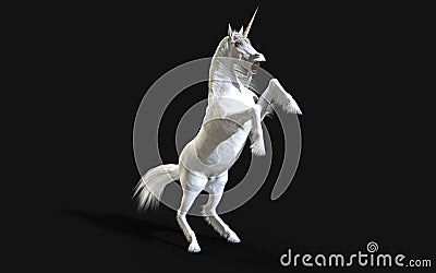 Mythical White Unicorn Posing with Clipping Path. Stock Photo