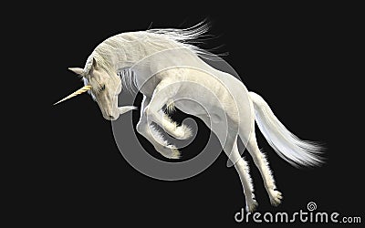 Mythical White Unicorn Posing with Clipping Path. Stock Photo