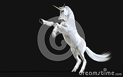 Mythical White Unicorn Posing with Clipping Path. Stock Photo
