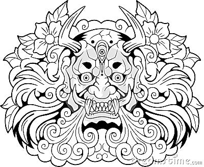 Mythological ancient japanese demon Oni, design, illustration Vector Illustration