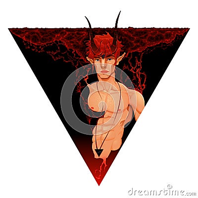 Mythological demon with fire Vector Illustration