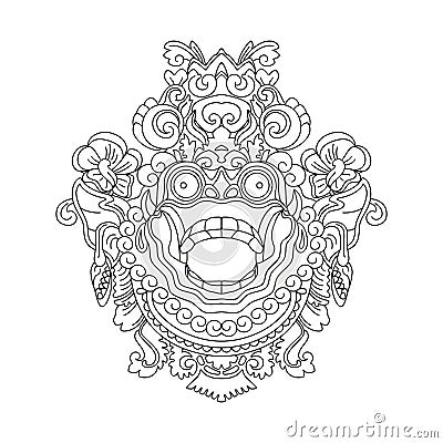 Mythological gods head, indonesian traditional art Vector Illustration