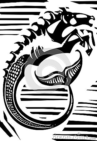 Mythological Hippocampus Vector Illustration