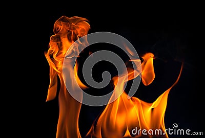 Fire Goddess with Sacred Cow Indo European Mythology Stock Photo