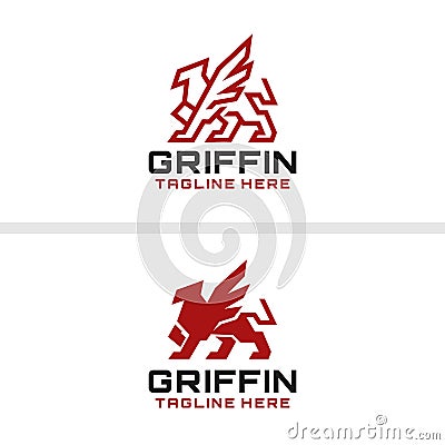 Griffin line art logo design Vector Illustration