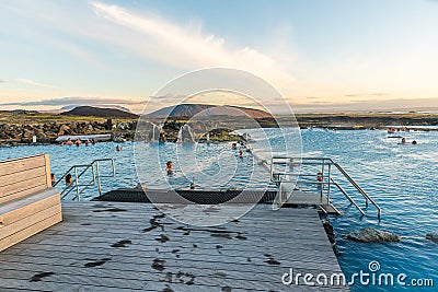 Myvatn, Iceland, August 21, 2020: Sunset view of Myvatn nature b Editorial Stock Photo