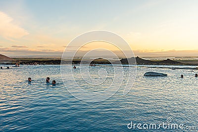 Myvatn, Iceland, August 21, 2020: Sunset view of Myvatn nature b Editorial Stock Photo