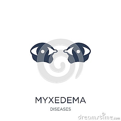 Myxedema icon. Trendy flat vector Myxedema icon on white background from Diseases collection Vector Illustration