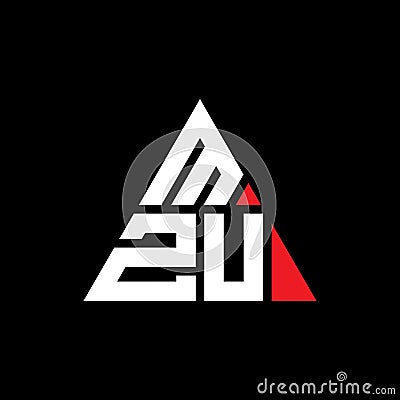 MZU triangle letter logo design with triangle shape. MZU triangle logo design monogram. MZU triangle vector logo template with red Vector Illustration
