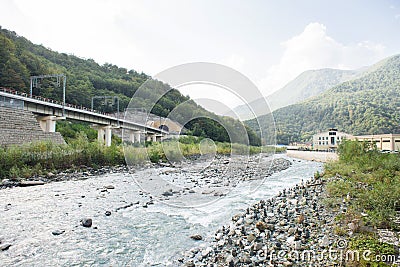 Mzymta River on Krasnaya Polyana. Sochi Stock Photo