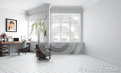 Partly furnished apartment vision Stock Photo