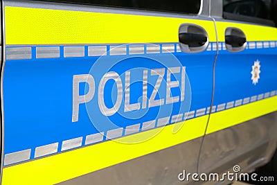 Isolated german Polizei logo on patrol car Editorial Stock Photo