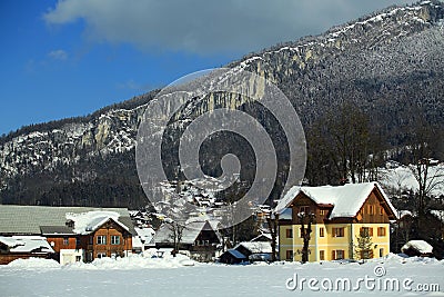 MÃ¼hlbach am HochkÃ¶nig snow mountain range in austria Stock Photo