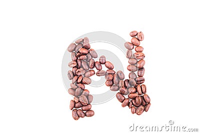 N Alphabet from coffee beans. isolated on white.T Stock Photo