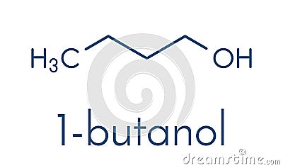 n-butanol 1-butanol molecule. Used as flavouring and as a solvent. Skeletal formula. Vector Illustration