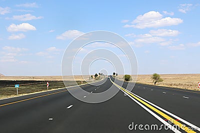 The N3 freeway between Durban and Johannesburg taken from drivers point of view Stock Photo
