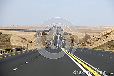 The N3 freeway between Durban and Johannesburg taken from drivers point of viewpe Stock Photo