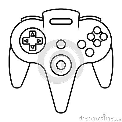 N64 or gamecube video game controller line art icon for apps or website Vector Illustration