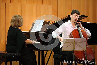 N.Hakhnazaryan plays Antonio Stradivari cello Editorial Stock Photo