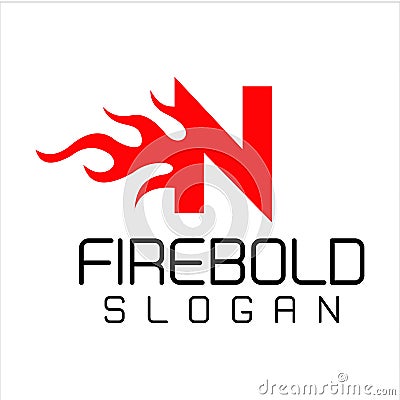 N Letter Flame Logo Design. Fire Logo Lettering Concept Vector Vector Illustration