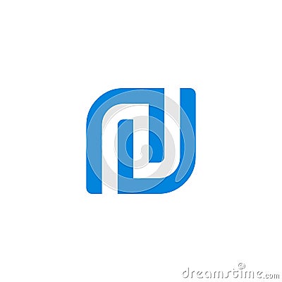 Two inverted lowercase R letter forming N letter in negative space. Vector Illustration