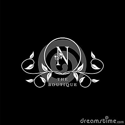 N Letter Logo Boutique Luxury Nature Floral Flower. Monogram vector design concept Vector Illustration