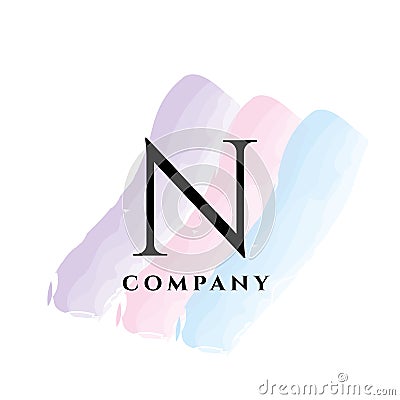 N letter watercolor vector logo Vector Illustration