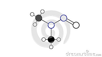 n-nitrosodimethylamine molecule, structural chemical formula, ball-and-stick model, isolated image n-nitrosamines Stock Photo