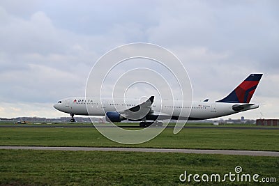 N806NW Delta Air Lines Airbus A330-323 is departing from Polderbaan Editorial Stock Photo